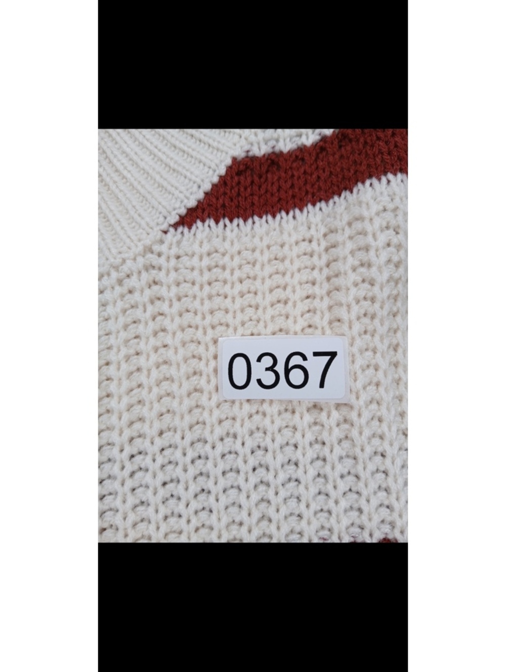Vintage Cream and Burgundy Striped Knit Sweater